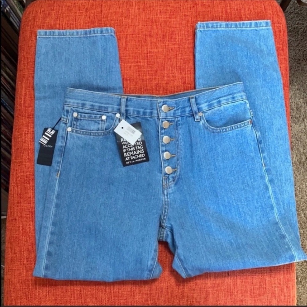 NWT JOSEPH Blue Stretch Denim Jeans Button Front Fly